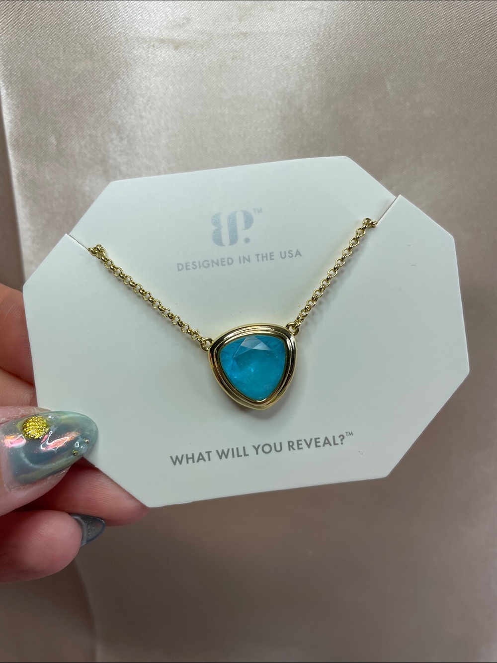 Bomb Party “Wrapped in Almost” Blue Quartz on Gold $128 MSRP